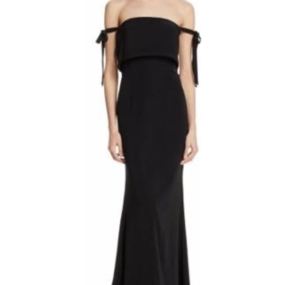 JARLO Tie-Strapless Black Gown